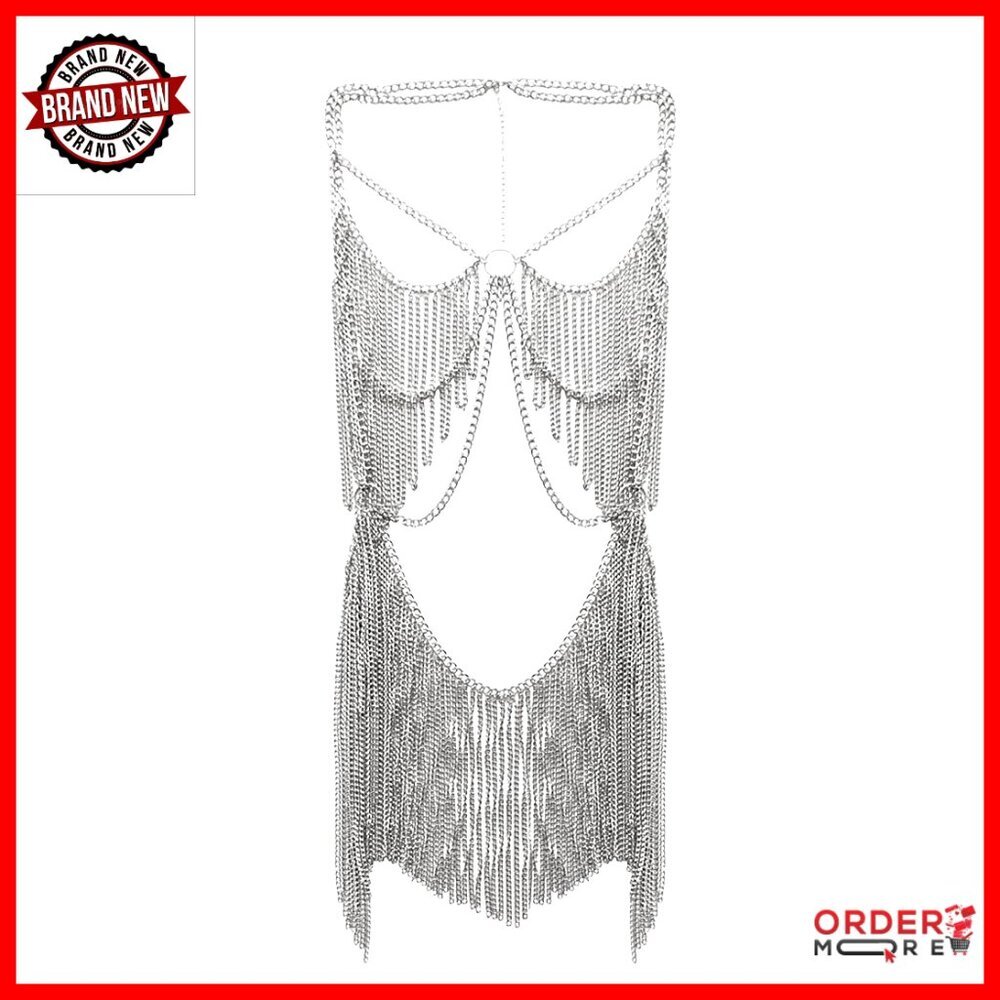 Adjustable Alloy Body Chain with Rhinestone Metal Detailing